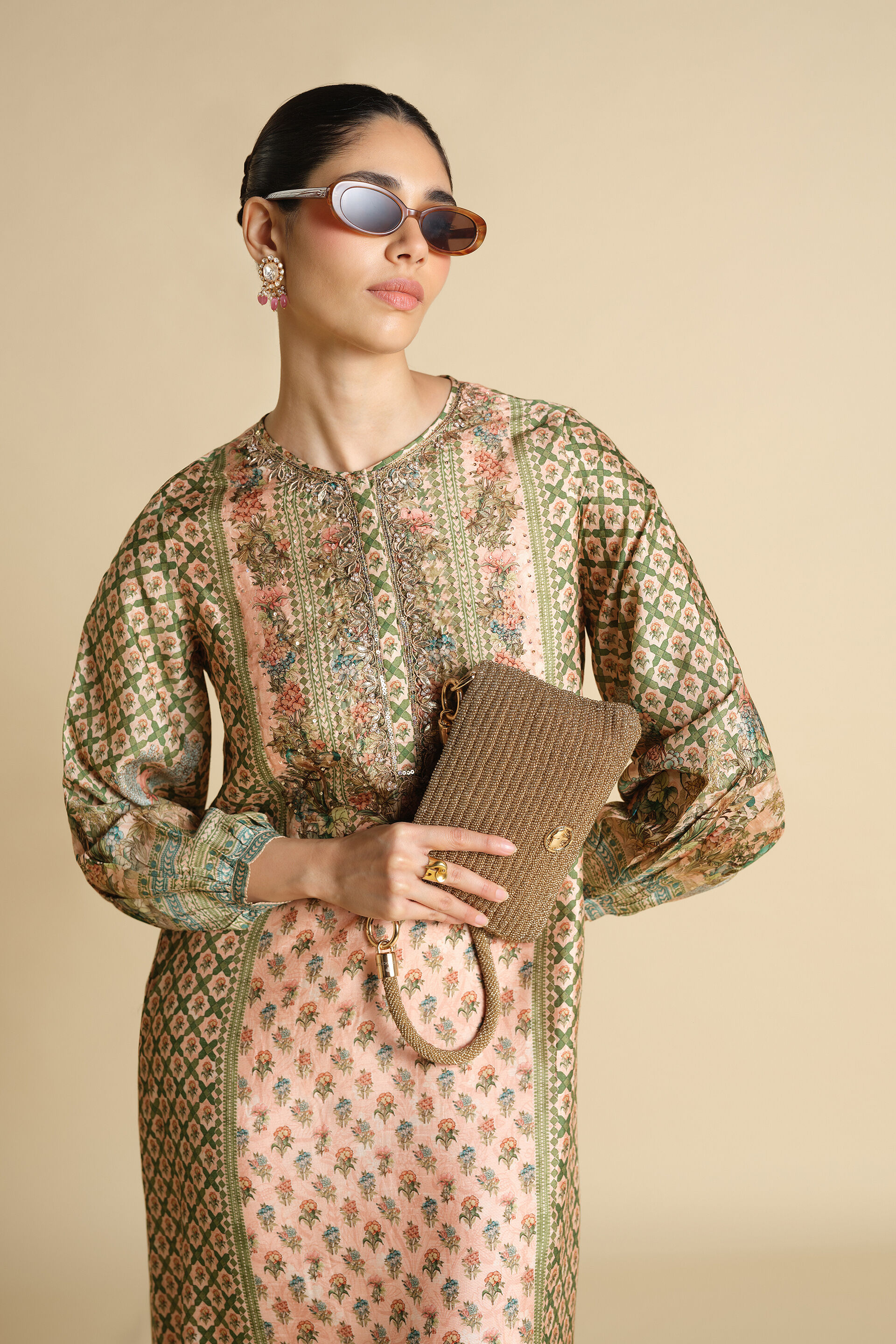 Rhiannon Gota Patti Silk Kaftan - Blush, Blush, image 6